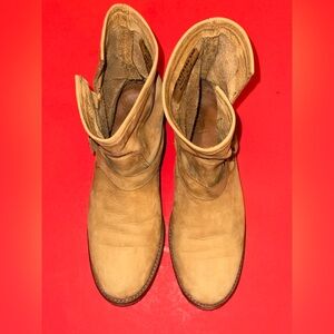 Frye Veronica Short Moto Buckle Boots Cognac Leather Women’s Size 7.5 B 3478498